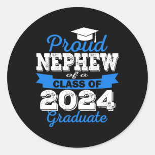 Pegatina Redonda Orgulloso Sobrino De 2024 Graduado Impresionante C