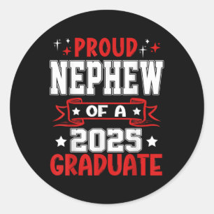 Pegatina Redonda Orgulloso Sobrino De Un Graduado Superior De 2025 