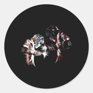 Pegatina Redonda Orgulloso soldado estadounidense usa bandera estad