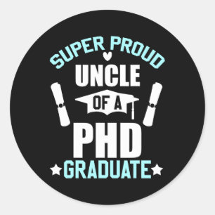 Pegatina Redonda Orgulloso Tío Del Graduado De Doctorado En 2025