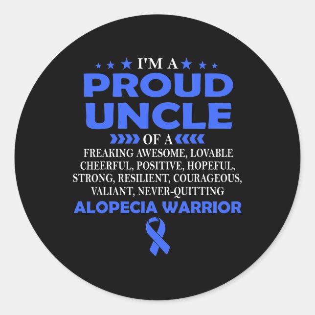 Pegatina Redonda Orgulloso Tío Del Guerrero De Alopecia T (Anverso)