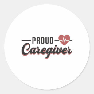 Pegatina Redonda Orgulloso trabajo de cuidadores de enfermeras de E