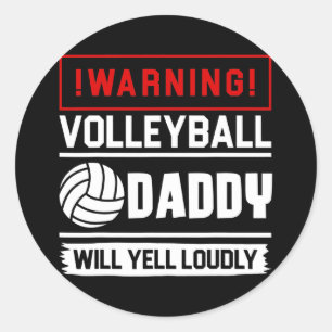 Pegatina Redonda Orgulloso Voleibol Papi Funge Mayor Voluntad De Ve
