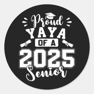 Pegatina Redonda Orgulloso Yaya De Una Licenciatura Superior De 202