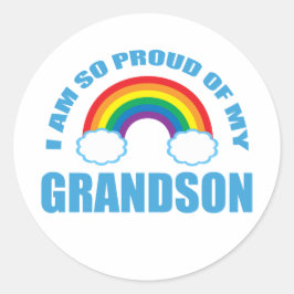 Pegatina Redonda Orgullosos de mis abuelos arcoiris nietos