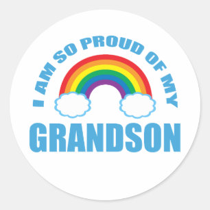 Pegatina Redonda Orgullosos de mis abuelos arcoiris nietos