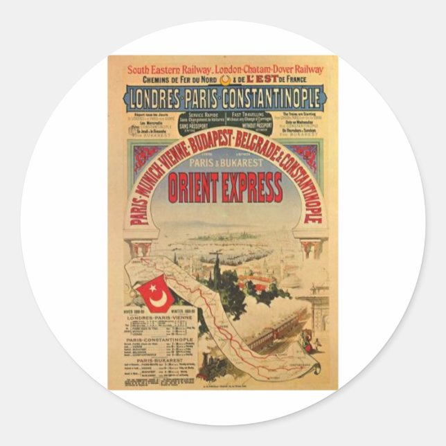 Pegatina Redonda Orient Express (Anverso)