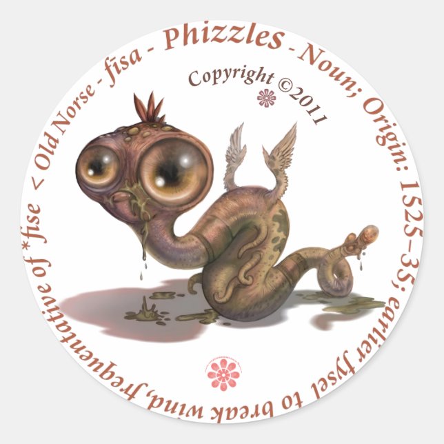 Pegatina Redonda Origen de Phizzles (Anverso)
