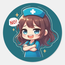 Pegatina Redonda Original Chibi Nurse - Sassy Nursing Life
