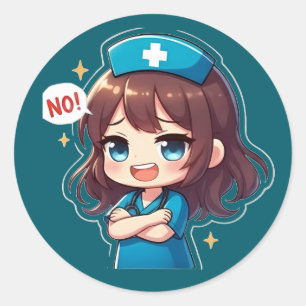 Pegatina Redonda Original Chibi Nurse - Vida de Enfermería Sassy