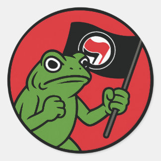 Pegatina Redonda Original Portland Frog Sticker Decal: Anti Fascist