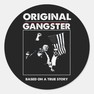 Pegatina Redonda Original Trump Gangster del presidente 47 Patrióti