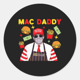 Pegatina Redonda Original Trump Haciendo Fries Humor Medio Cl Mega