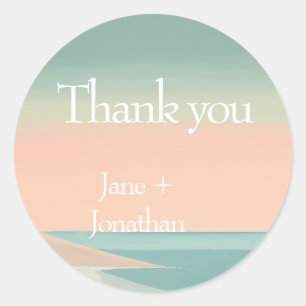 Pegatina Redonda orilla del mar