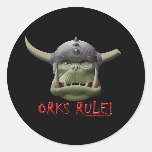 Pegatina Redonda ¡Orks Rule! (Anverso)