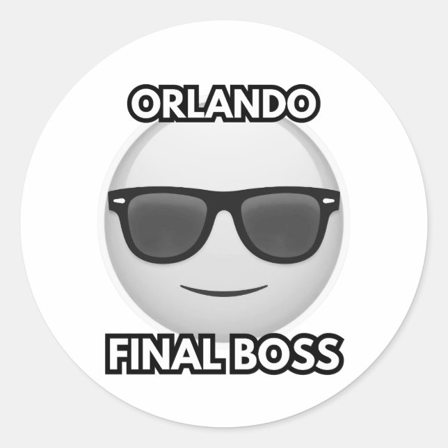 Pegatina Redonda Orlando Final Boss Cool Emoji Sticker (Anverso)