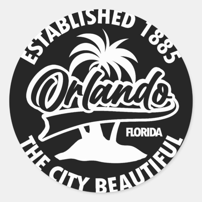 Pegatina Redonda Orlando, Florida (Anverso)