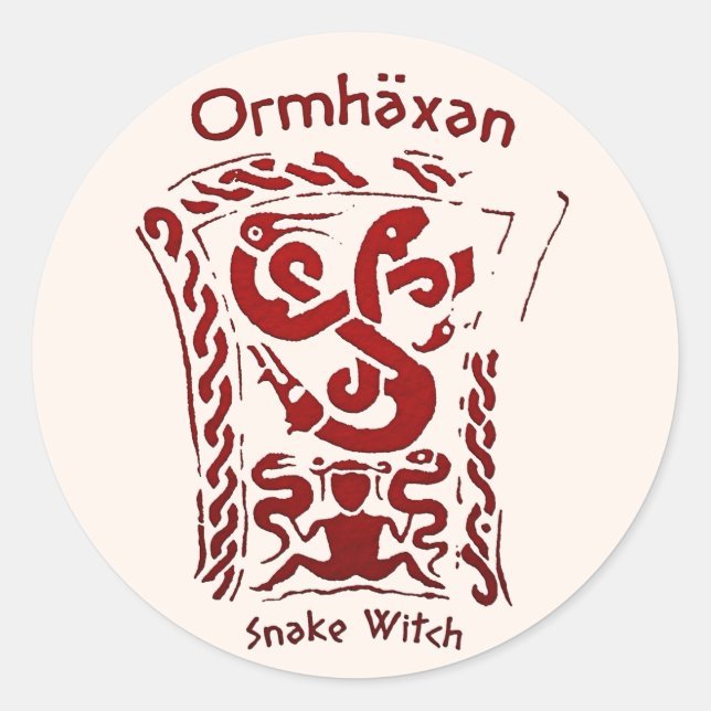 Pegatina Redonda Ormhäxan Snake Witch Rune (Anverso)