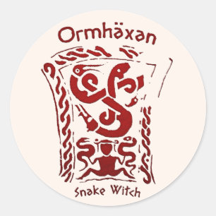 Pegatina Redonda Ormhäxan Snake Witch Rune
