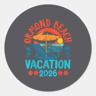 Pegatina Redonda Ormond Beach Florida 2026 Vacaciones Familiares Pl