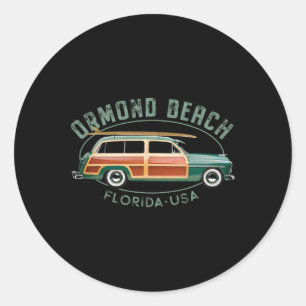 Pegatina Redonda Ormond Beach Florida Surfing Antiguo
