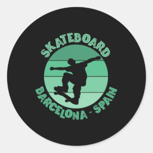 Pegatina Redonda Orn Rcelona Skateboarder Patinaje 