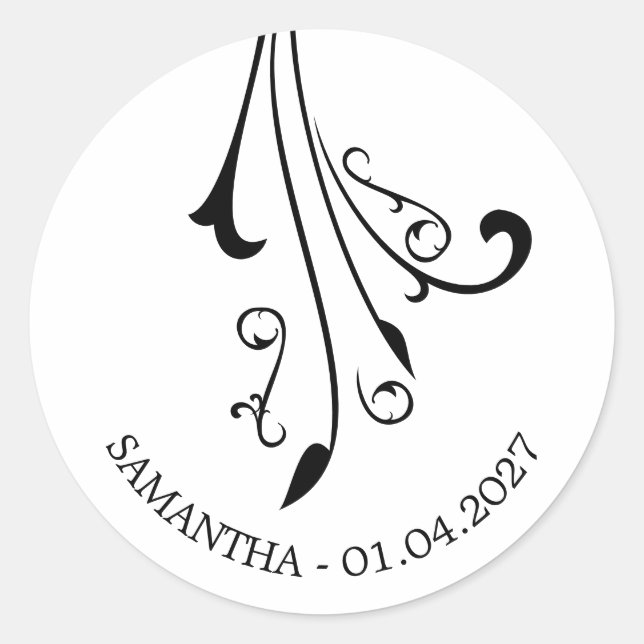 Pegatina Redonda Ornamental Horror Black Gothic (Anverso)