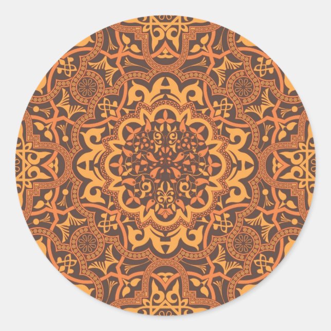Pegatina Redonda Ornamento árabe elegante (Anverso)