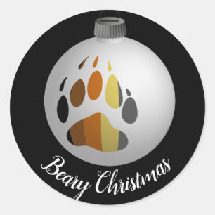 Pegatina Redonda Ornamento de la pata del oso