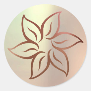 Pegatina Redonda Ornamento de Mandala metálica de Lotus Rosa Gold R