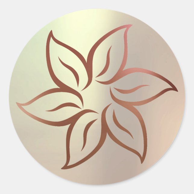 Pegatina Redonda Ornamento de Mandala metálica de Lotus Rosa Gold R (Anverso)