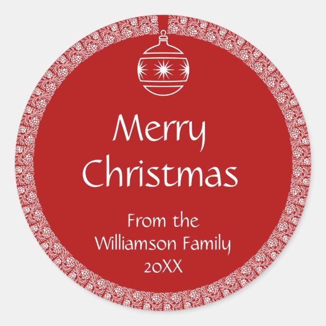 Pegatina Redonda Ornamento de Navidad Art Nouveau retro personaliza (Anverso)