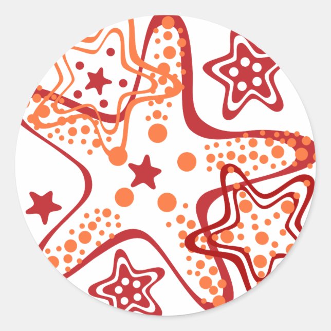 Pegatina Redonda Ornamento de pez estrella (Anverso)