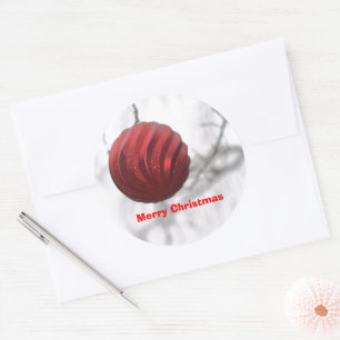 Pegatina Redonda Ornamento De Swirl Rojo Sparkly