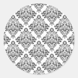 Pegatina Redonda Ornamento del damasco floral
