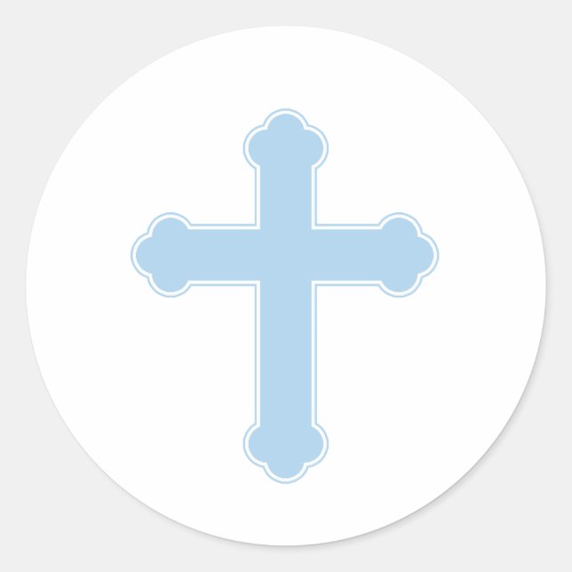 Pegatina Redonda Ornamento elegante de la Cruz Azul (Anverso)