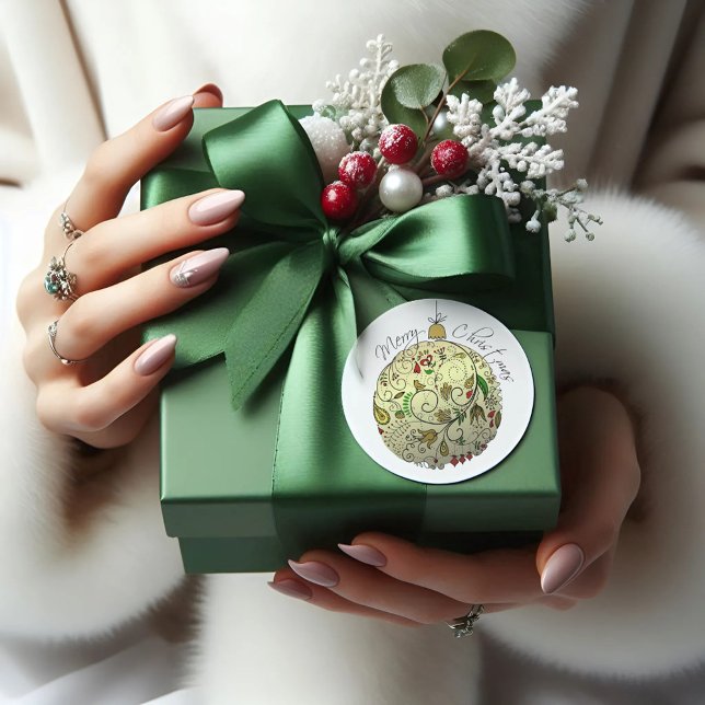 Pegatina Redonda Ornamento elegante moderno de Navidades de oro (Subido por el creador)