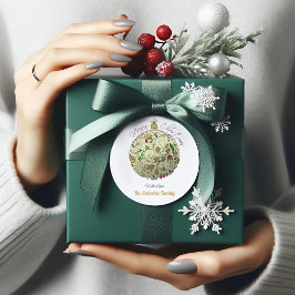 Pegatina Redonda Ornamento elegante moderno de Navidades de oro