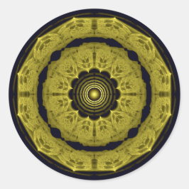 Pegatina Redonda ornamento fractal redondo brillante naranja