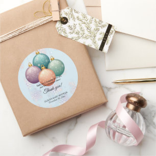 Pegatina Redonda Ornamento moderno de Navidad Pastel Baby Shower