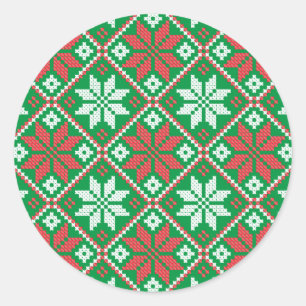Pegatina Redonda Ornamento navideño Feliz
