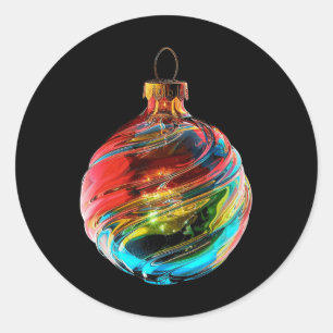Pegatina Redonda Ornamento navideño X-mas Familia Navidades de arte