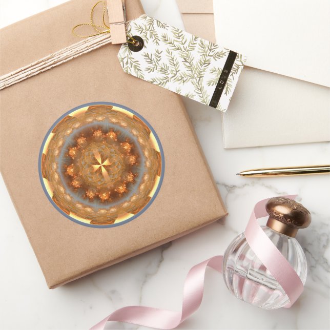 Pegatina Redonda Ornamento redondo cruzado brillante (Regalar)