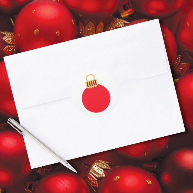 Pegatina Redonda Ornamento rojo de los navidades (Subido por el creador)