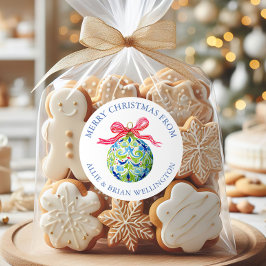 Pegatina Redonda Ornamentos de adormidera de Navidades