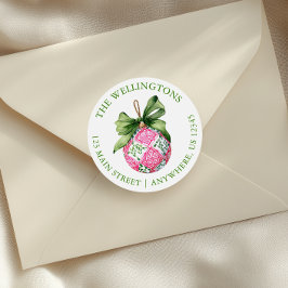 Pegatina Redonda Ornamentos de adormidera de Navidades