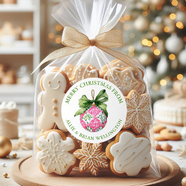 Pegatina Redonda Ornamentos de adormidera de Navidades