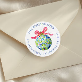 Pegatina Redonda Ornamentos de adormidera de Navidades