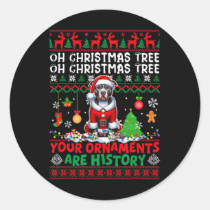 Pegatina Redonda Ornamentos de árbol de navidad son historia suéter