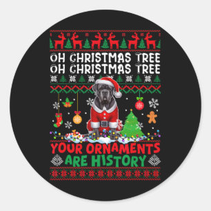 Pegatina Redonda Ornamentos de árbol de navidad son historia suéter